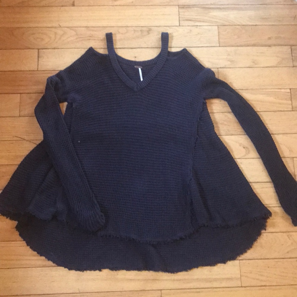 Grey Free People Cold Shoulder Sweater size small